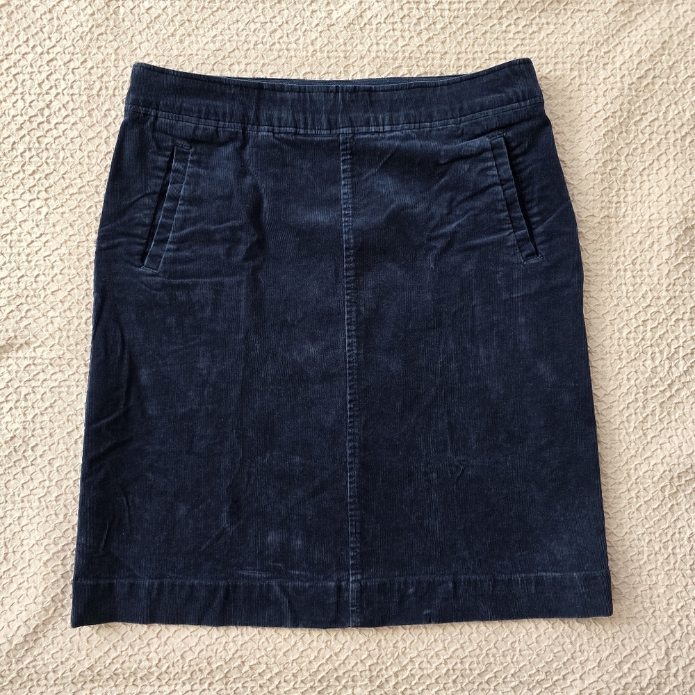 Laura Scott Navy Corduroy Women’s Unlined skirt with pockets Size S